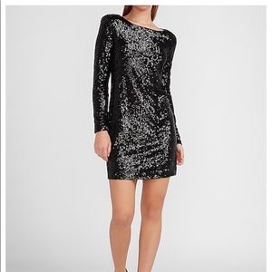 Express Black Sequin Long Sleeve Mini Dress